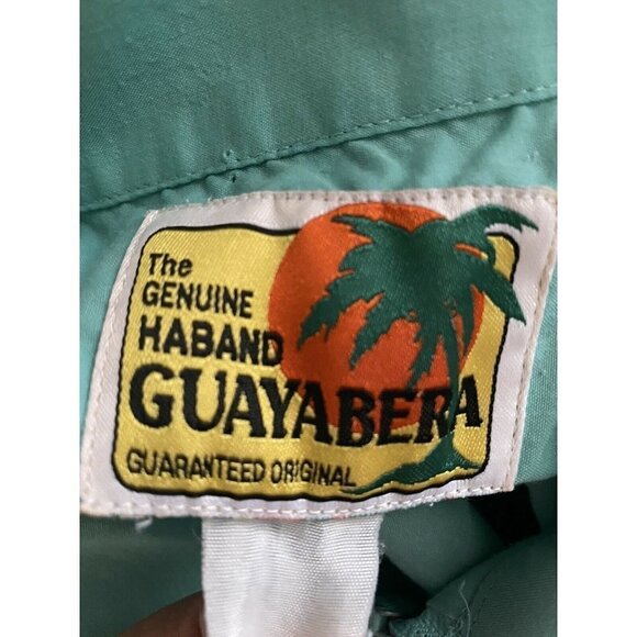Haband Guayabera Blue Green Zip Front Shirt 2XL Cuban Cigar Sopranos Pockets - Picture 5 of 5